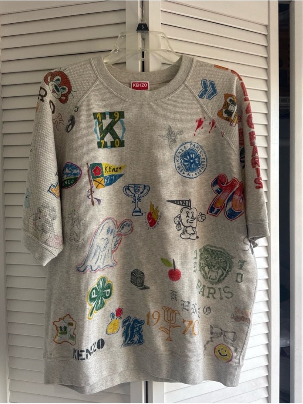 Kenzo Light Gray Graphic Short-Sleeve Shirt XL